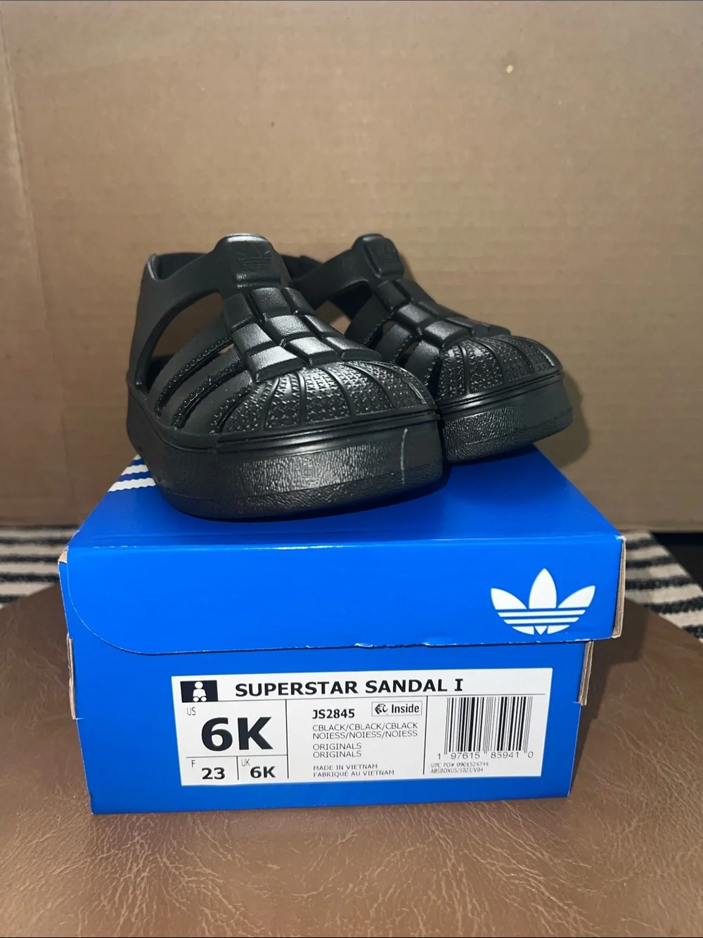 adidas Kids Black Superstar Sandal I